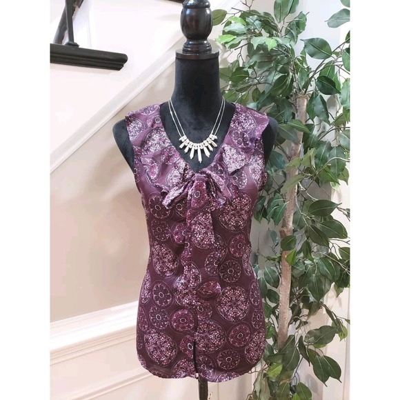 Apt. 9 Women's Purple Floral Polyester V-Neck Sleeveless Casual Top Blouse Large - Picture 1 of 11
